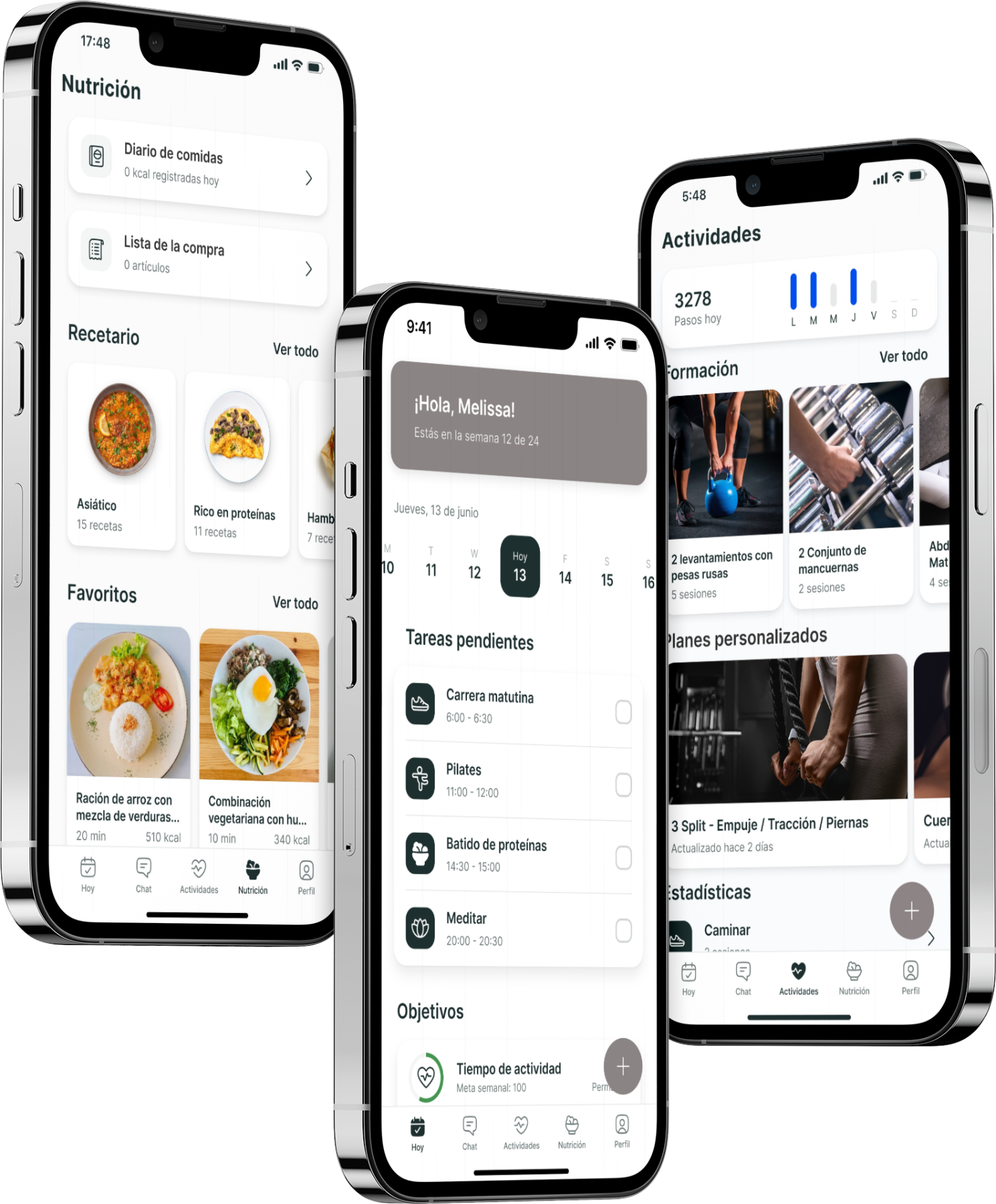 Un mockup de la app de coaching mostrando las funciones.